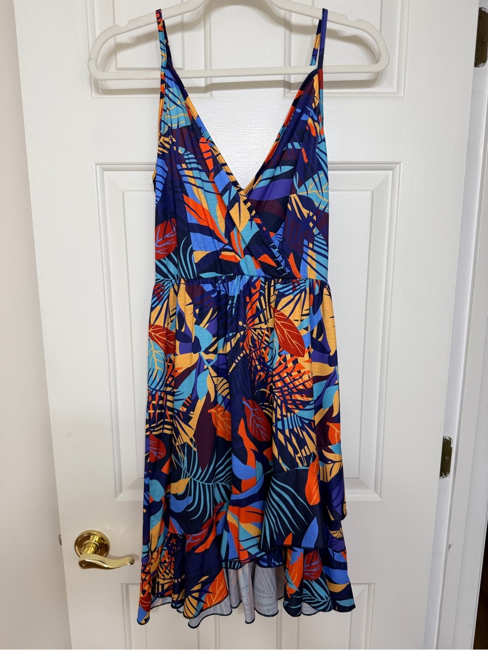 Vibrant Tropical Print Blue & Orange Women’s Sundress